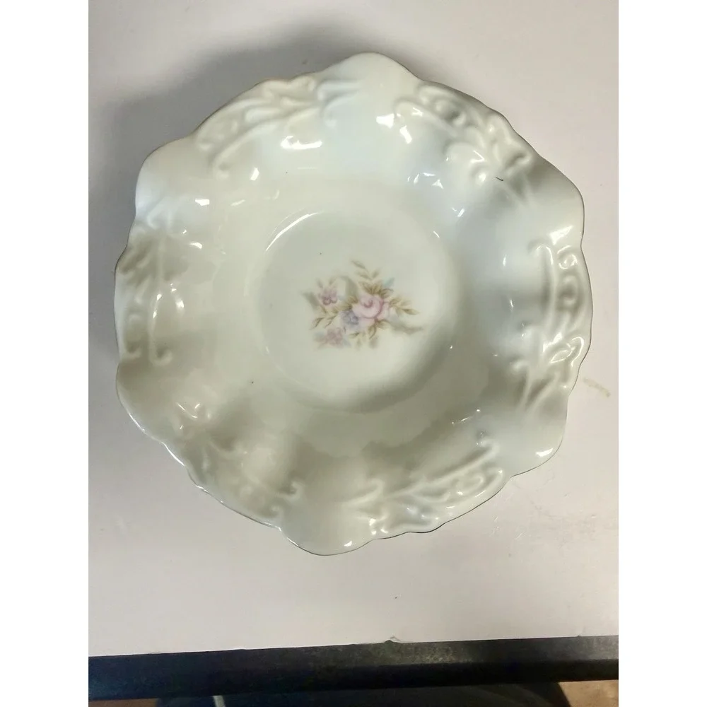 Vintage Lefton China Hand Painted Flowers #6843 Petite Pitcher & Wash Bowl